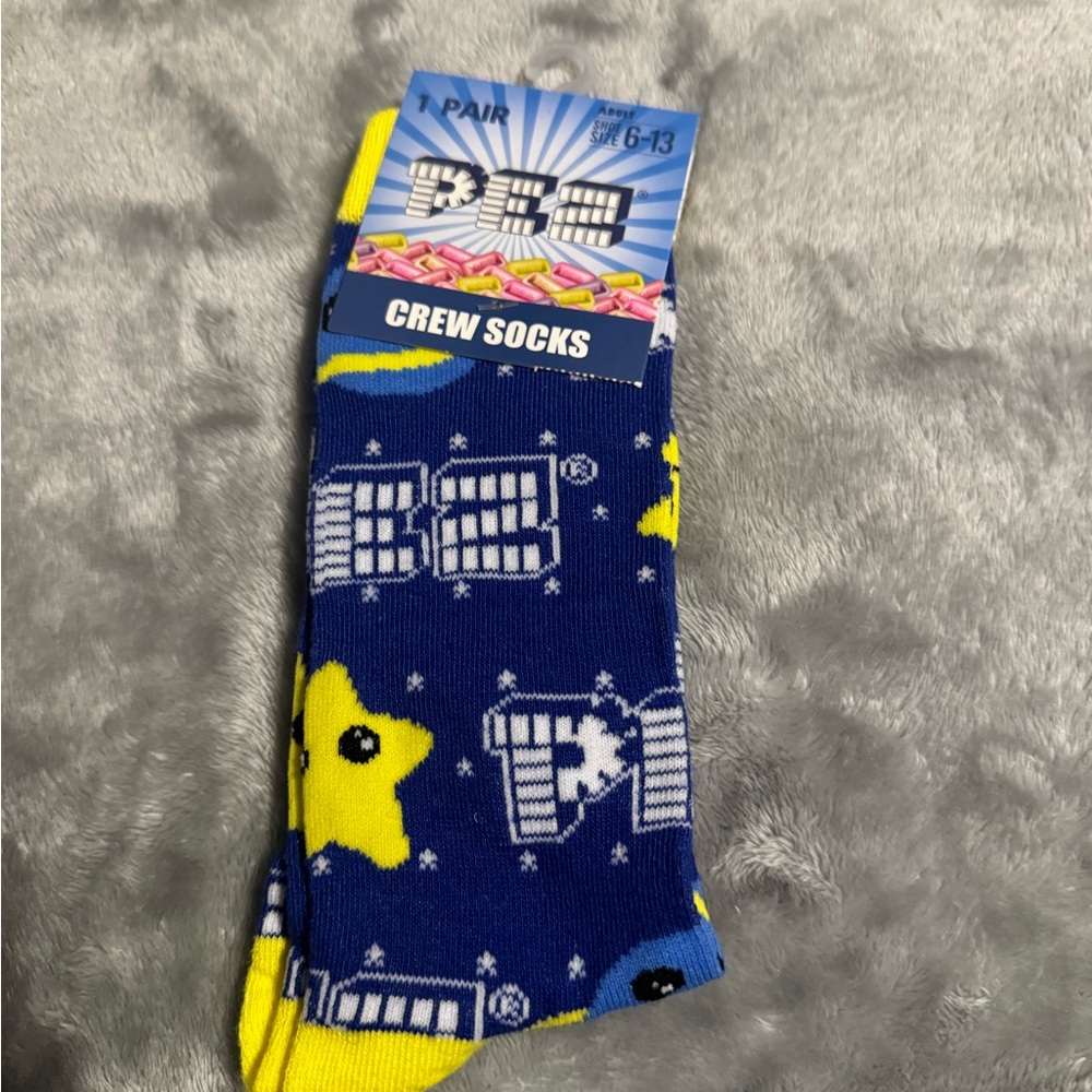 Pez Blue and Yellow Crew Socks